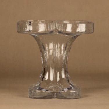 Riihimäen lasi Onnenlehti maljakko, kirkas, suunnittelija Helena Tynell,