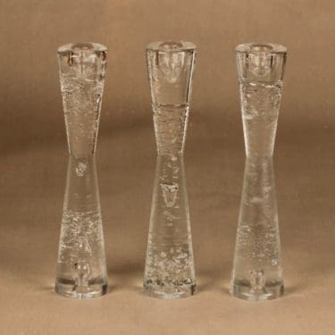 Nuutajärvi Arkipelago kynttilänjalka, kirkas, 3 kpl, suunnittelija Timo Sarpaneva,