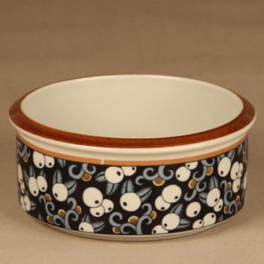 Arabia Taika kulho, sininen, ruskea, valkoinen, suunnittelija Inkeri Seppälä, marja, mustikka