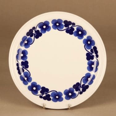 Arabia Aamu lautanen, sininen, valkoinen, suunnittelija Esteri Tomula, kukka, serikuva