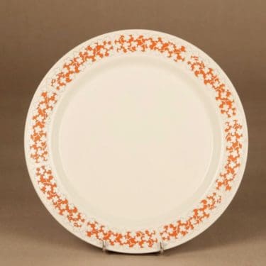 Arabia Pizzicato lautanen, vaaleanpunainen, suunnittelija Esteri Tomula, kukka, serikuva