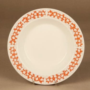 Arabia Pizzicato lautanen, syvä, suunnittelija Esteri Tomula, syvä, kukka, serikuva