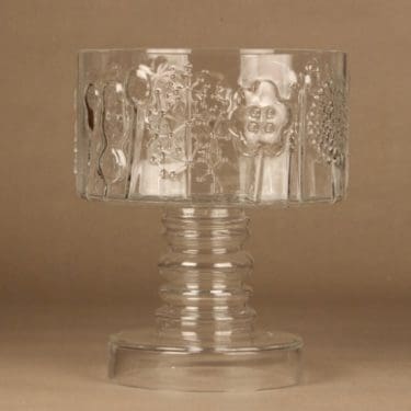 Nuutajärvi Flora kulho, jalallinen, suunnittelija Oiva Toikka, jalallinen