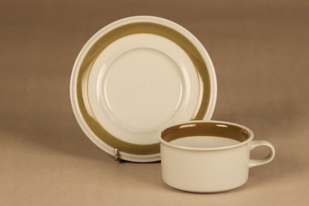 Arabia Oliivi teekuppi, raitakoriste, suunnittelija Olga Osol, raitakoriste kuva 2