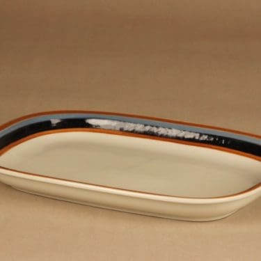 Arabia Taika tarjoiluvati, raitakoriste, suunnittelija Inkeri Seppälä, raitakoriste