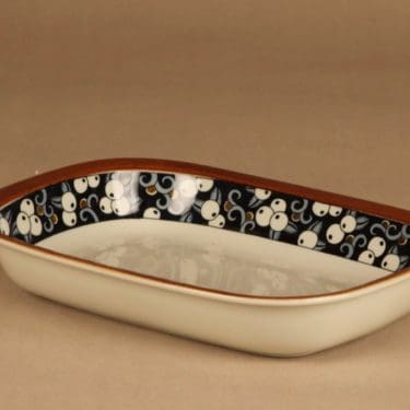 Arabia Taika uunivuoka, sininen, ruskea, valkoinen, suunnittelija Inkeri Seppälä, marja, mustikka