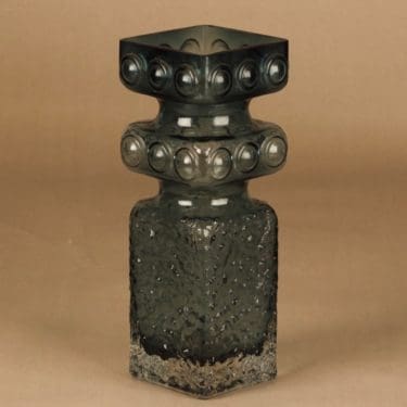 Riihimäen lasi Kehrä maljakko, siniharmaa, suunnittelija Tamara Aladin,