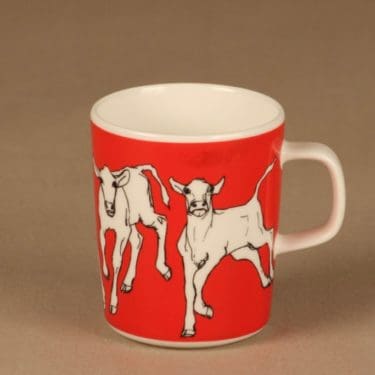 Marimekko Iltavilli muki, punainen, suunnittelija Miina Äkkijyrkkä,