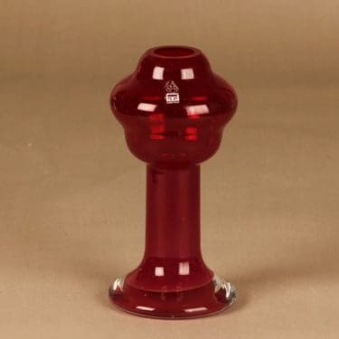 Riihimäen lasi Puisto maljakko, punainen, kirkas, suunnittelija Ulla-Maija Wikman,