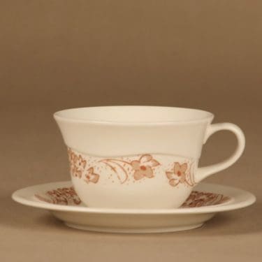 Arabia Maatuuli teekuppi, ruskea, valkoinen, suunnittelija Heljä Liukko-Sundström,