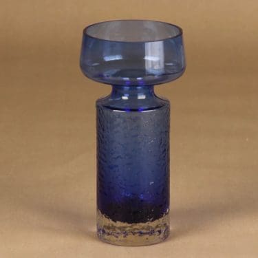 Riihimäen lasi Safari maljakko, sininen, kirkas, suunnittelija Tamara Aladin,