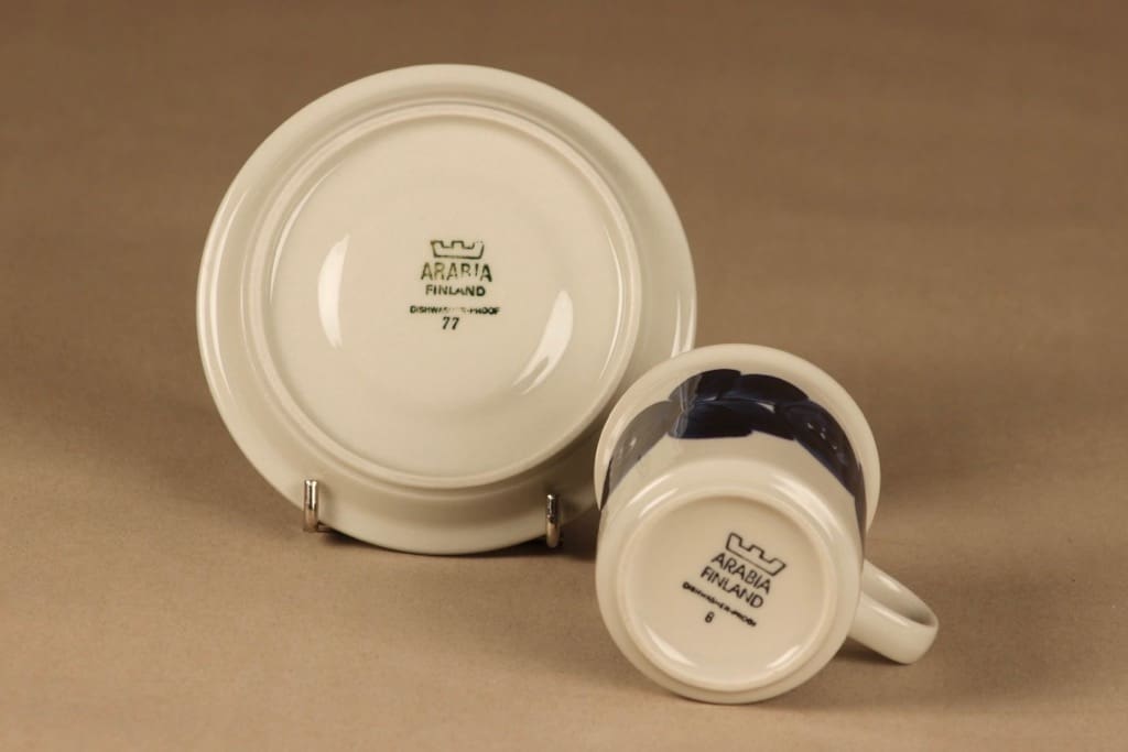 Arabia Anemone coffee cup and plates (2), hand-painted designer Ulla Procope 4