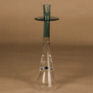 Nuutajärvi Mondo kynttilänjalka, kirkas, vihreä, suunnittelija Kerttu Nurminen,