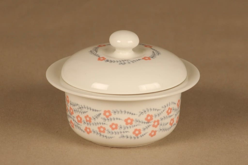 Arabia Rosette sugar bowl, red designer 