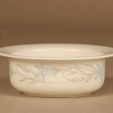 Arabia Sinikello kulho, sininen, valkoinen, suunnittelija Esteri Tomula, kukka, serikuva