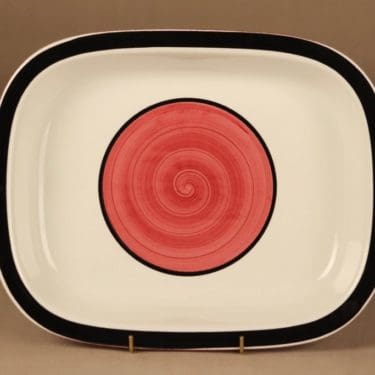 Rörstrand Carmen tarjoilukulho, punainen, musta, valkoinen, suunnittelija Carl-Harry Stålhane, käsinmaalattu