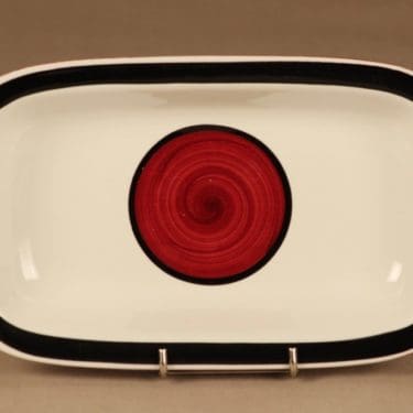Rörstrand Carmen tarjoilukulho, punainen, musta, valkoinen, suunnittelija Carl-Harry Stålhane, käsinmaalattu