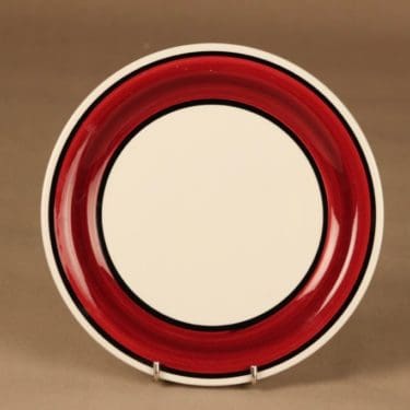 Rörstrand Carmen lautanen, punainen, musta, valkoinen, suunnittelija Carl-Harry Stålhane, käsinmaalattu