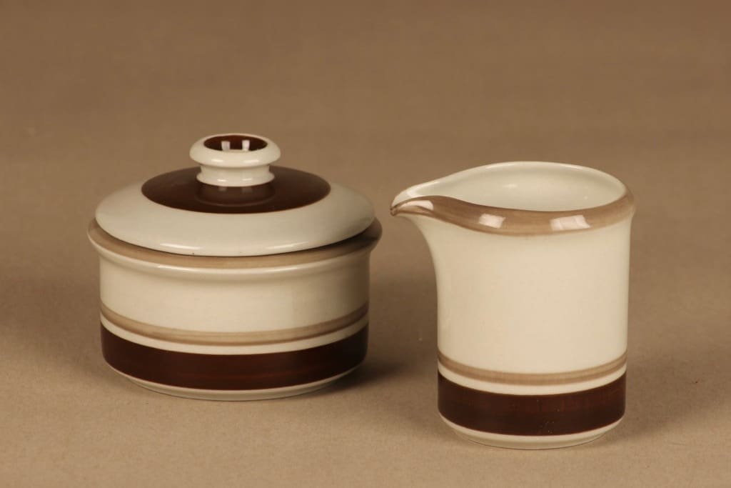Arabia Pirtti sugar bowl and creamer designer Raija Uosikkinen