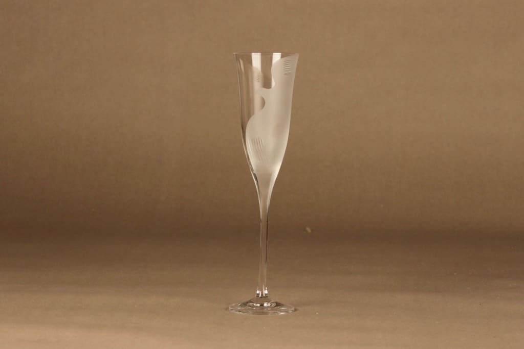 Iittala Fenix kuohuviinilasi, kirkas, matta, suunnittelija Mikko Karppanen, lintu