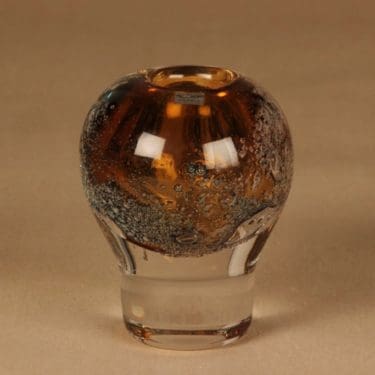 Nuutajärvi Vulcano Taide-esine, signeerattu, suunnittelija Heikki Orvola, signeerattu