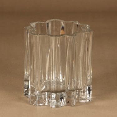 Nuutajärvi Orion maljakko, kirkas, suunnittelija Oiva Toikka,