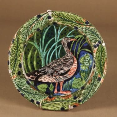 Arabia Hubertus lautanen, Harmaahanhi, suunnittelija Dorrit von Fieandt, Harmaahanhi, käsinmaalattu, signeerattu, Pro Arte