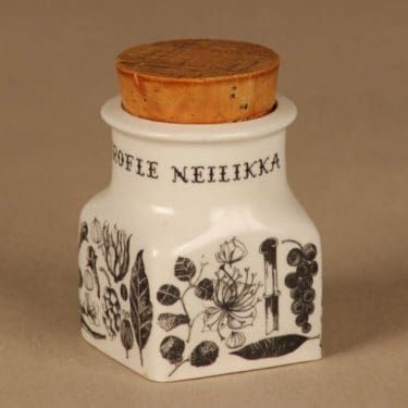 Arabia Maustekuva maustepurkki, Neilikka, suunnittelija Esteri Tomula, Neilikka, serikuva, mauste