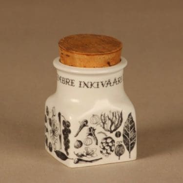 Arabia Maustekuva maustepurkki, Inkivääri, suunnittelija Esteri Tomula, Inkivääri, serikuva, mauste