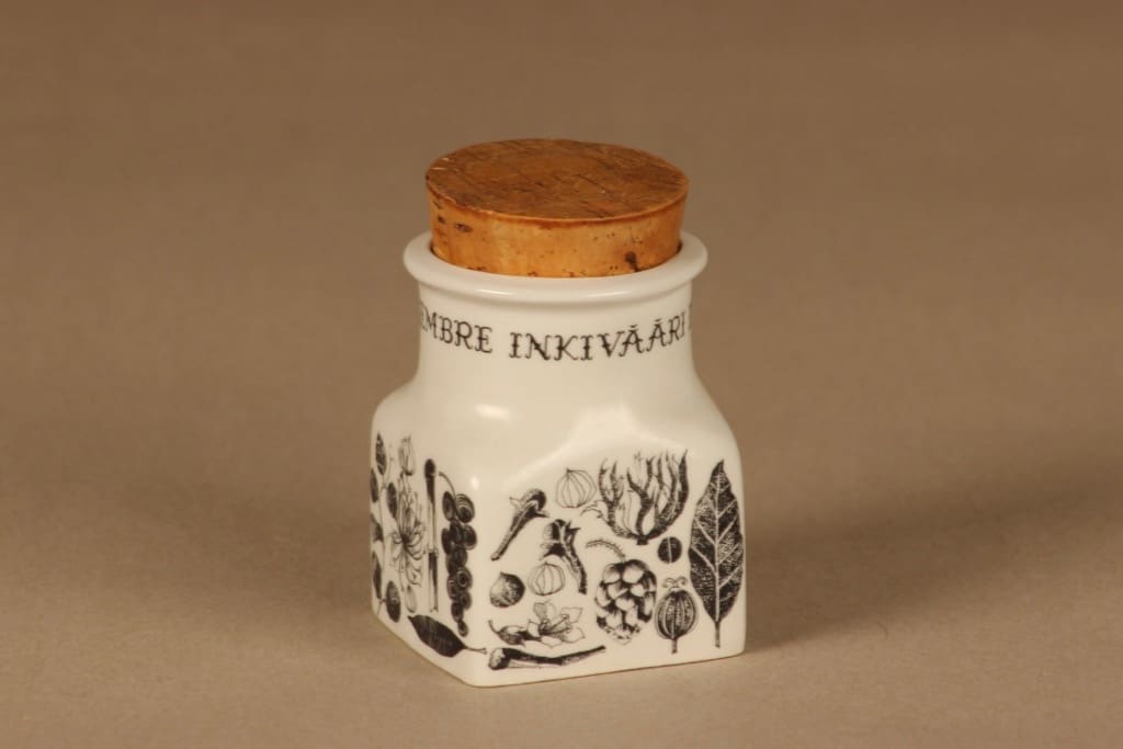 Arabia Maustekuva maustepurkki, Inkivääri, suunnittelija Esteri Tomula, Inkivääri, serikuva, mauste