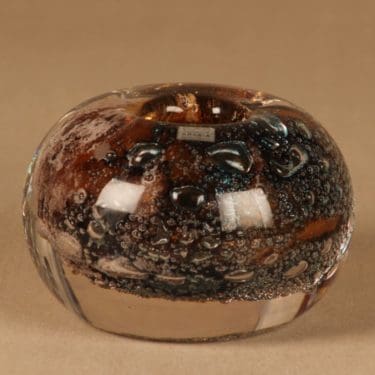 Nuutajärvi Vulcano taidelasi, signeerattu, suunnittelija Heikki Orvola, signeerattu