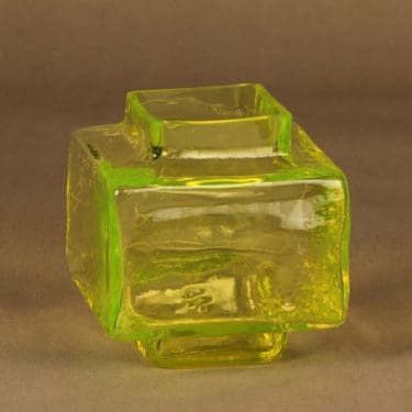 Riihimäen lasi Palkki maljakko, keltainen, suunnittelija Helena Tynell,