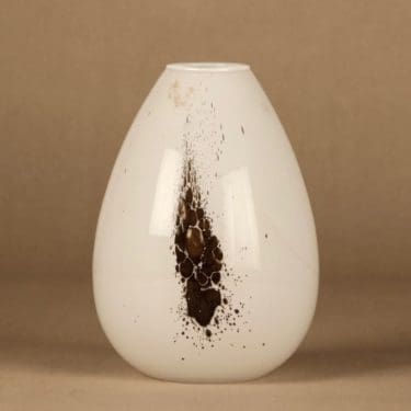 Nuutajärvi Fortuna maljakko, valkoinen, ruskea, suunnittelija Björn Weckström,