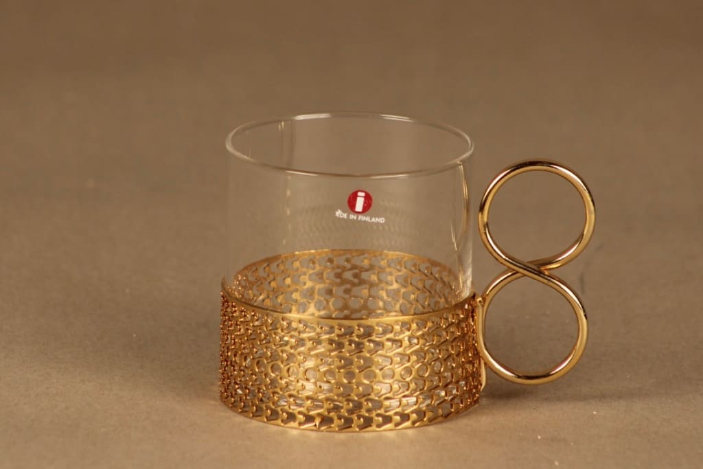 Iittala Karaatti lasi, kullattu pidike, suunnittelija Timo Sarpaneva, kullattu pidike