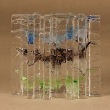 Riihimäen lasi Metsä taide-esine, signeerattu, suunnittelija Helena Tynell, signeerattu