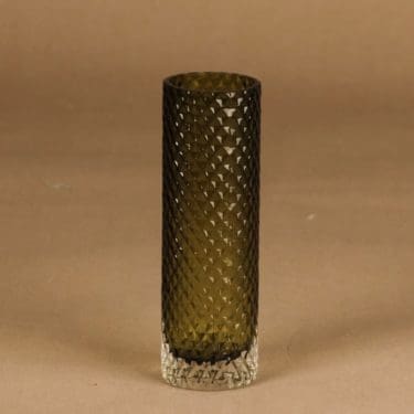 Riihimäen lasi 1491 maljakko, vihreä, kirkas, suunnittelija Tamara Aladin,