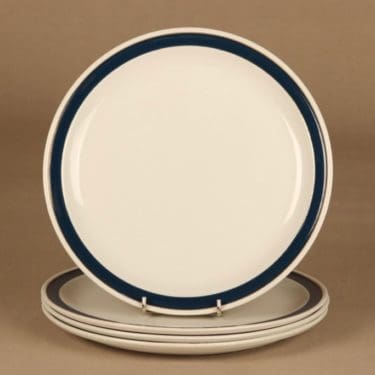 Arabia Ahti lautanen, 23.5 cm, 4 kpl, suunnittelija Raija Uosikkinen, 23.5 cm, raitakoriste