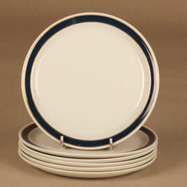 Arabia Ahti lautanen, 17 cm, 6 kpl, suunnittelija Raija Uosikkinen, 17 cm, raitakoriste