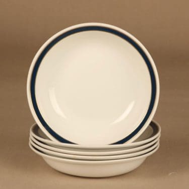 Arabia Ahti lautanen, syvä, 5 kpl, suunnittelija Raija Uosikkinen, syvä, raitakoriste