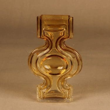 Riihimäen lasi Emma maljakko, amber, suunnittelija Helena Tynell,