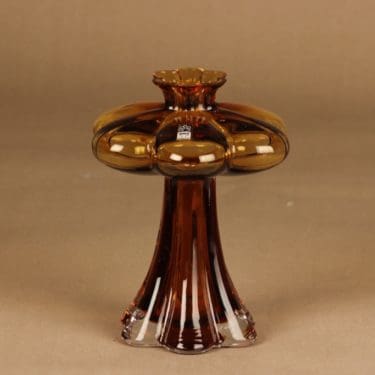 Riihimäen lasi Päivänkukka maljakko, amber, suunnittelija Helena Tynell,