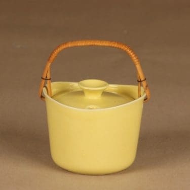 Arabia AL marmeladipurkki, rottinkikahvalla, suunnittelija Ulla Procope, rottinkikahvalla