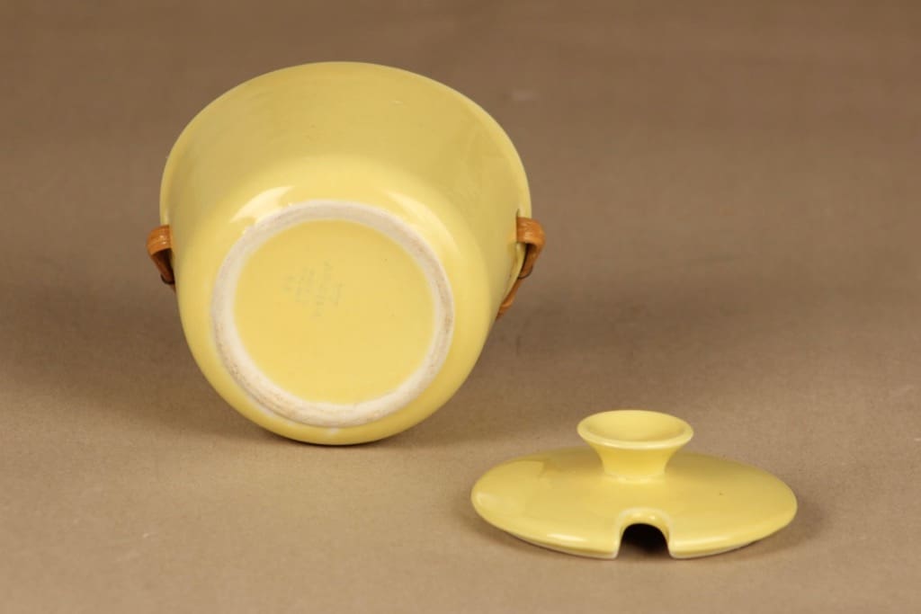 Arabia AL marmeladipurkki, rottinkikahvalla, suunnittelija Ulla Procope, rottinkikahvalla kuva 2