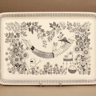 Arabia Emilia vati, musta, valkoinen, suunnittelija Raija Uosikkinen,