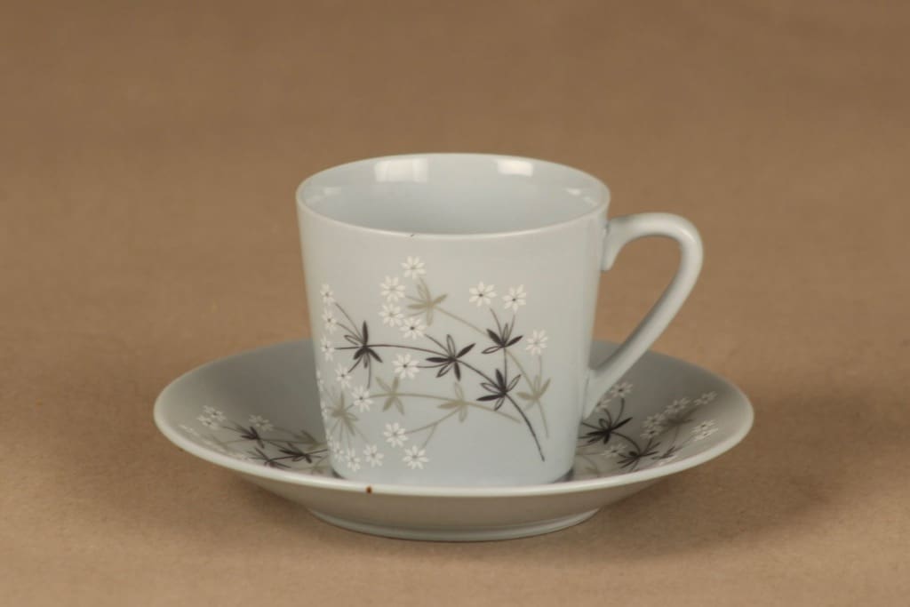 Arabia Lumikukka kahvikuppi ja lautaset(2), sininen, suunnittelija Raija Uosikkinen, kuva 2