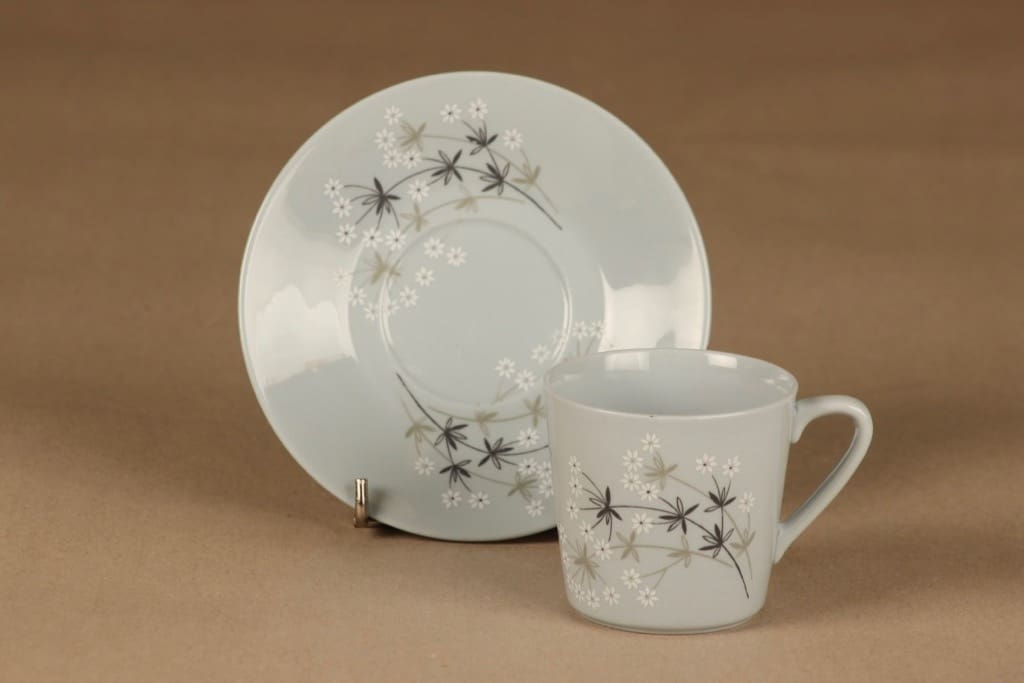 Arabia Lumikukka kahvikuppi ja lautaset(2), sininen, suunnittelija Raija Uosikkinen, kuva 3