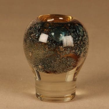 Nuutajärvi Vulcano taidelasi, signeerattu, suunnittelija Heikki Orvola, signeerattu