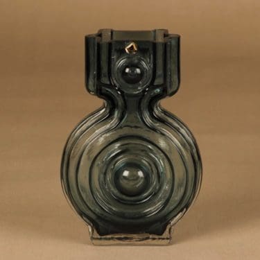 Riihimäen lasi Aitanlukko maljakko, siniharmaa, suunnittelija Helena Tynell,