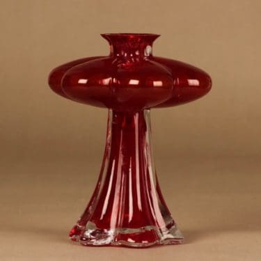Riihimäen lasi Päivänkukka maljakko, punainen, suunnittelija Helena Tynell,
