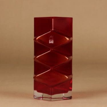 Riihimäen lasi Pablo maljakko, punainen, suunnittelija Erkkitapio Siiroinen,